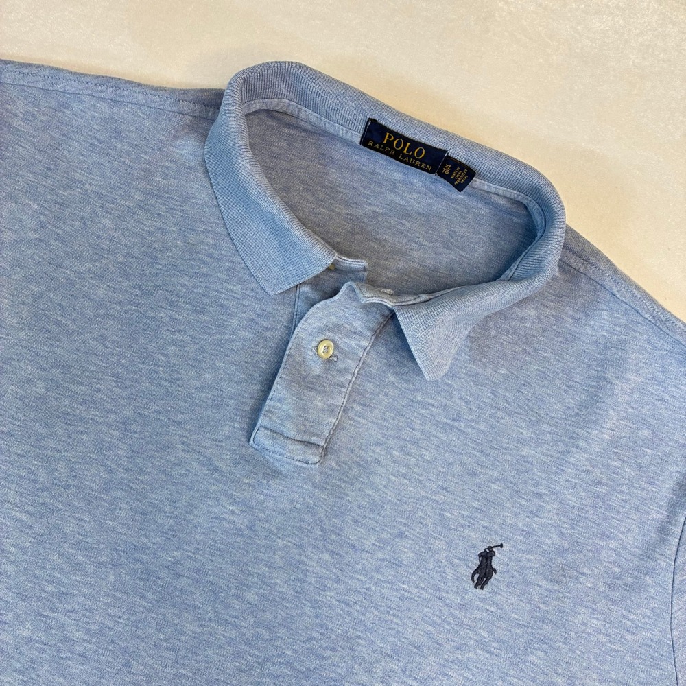 Polo Ralph‎ Lauren Men's Light Blue Heathered Short Sleeve Polo Shirt XL